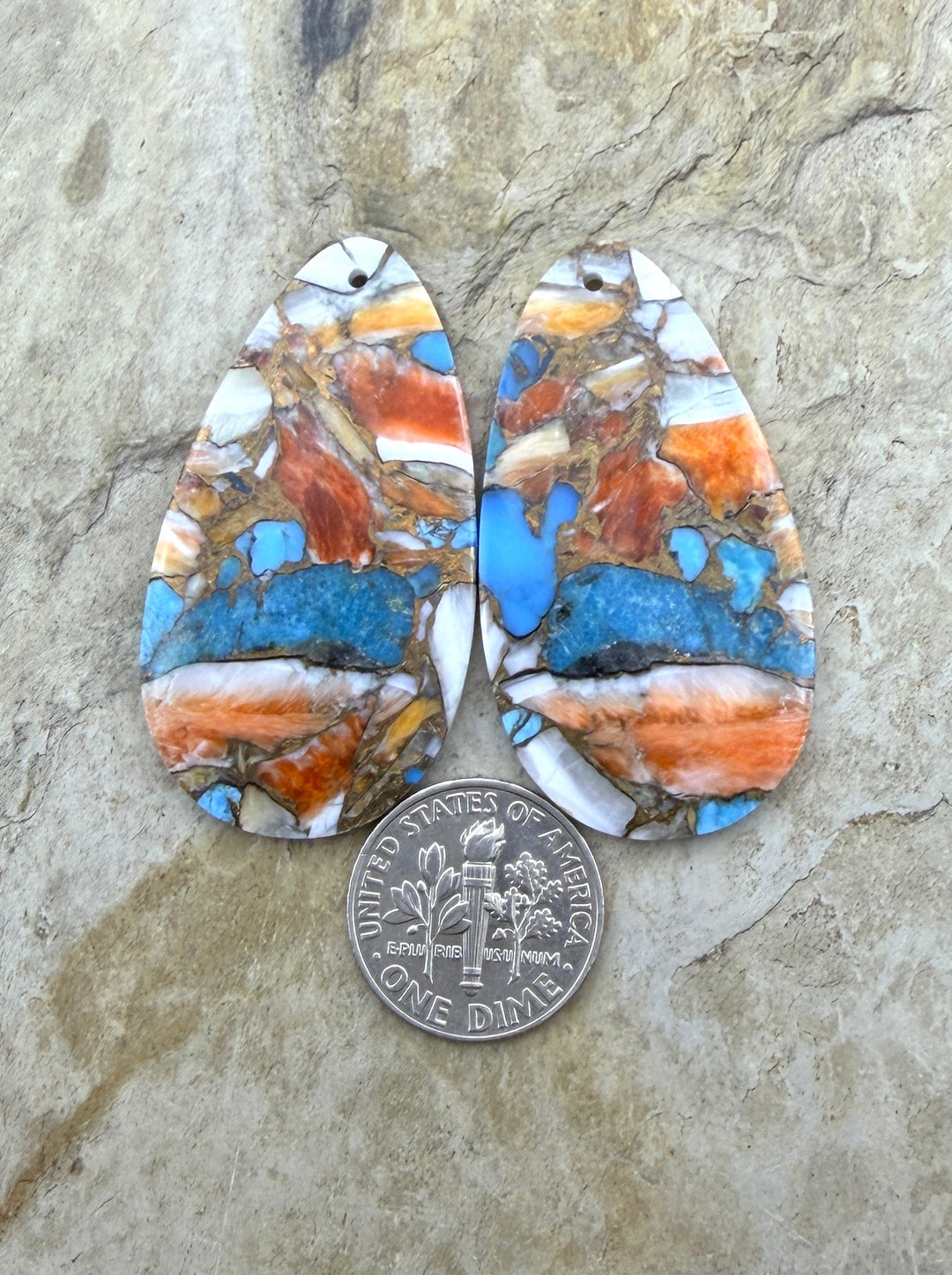 Kingman Turquoise and Orange Spiny Oyster with Bronze