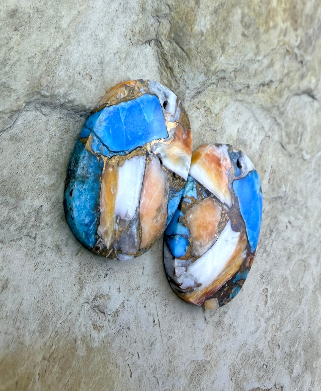 Kingman Turquoise and Orange Spiny Oyster with Bronze