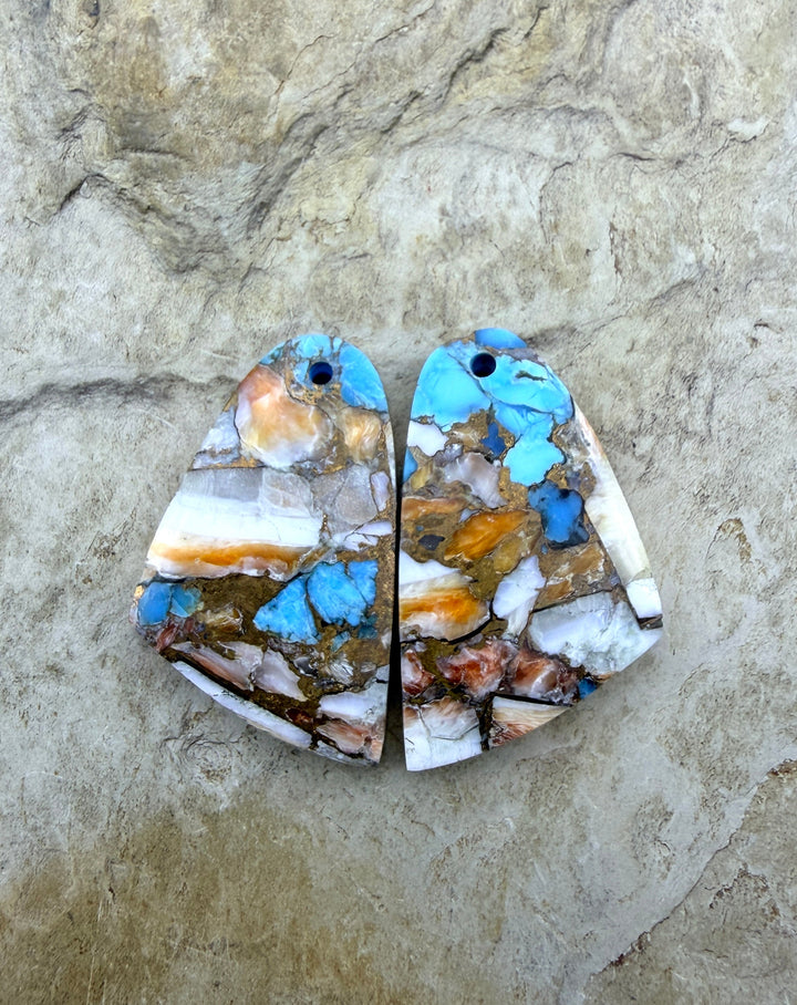 Kingman Turquoise and Orange Spiny Oyster with Bronze