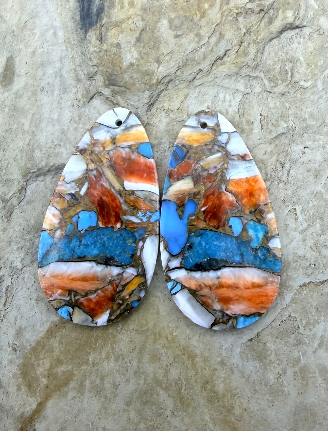 Kingman Turquoise and Orange Spiny Oyster with Bronze