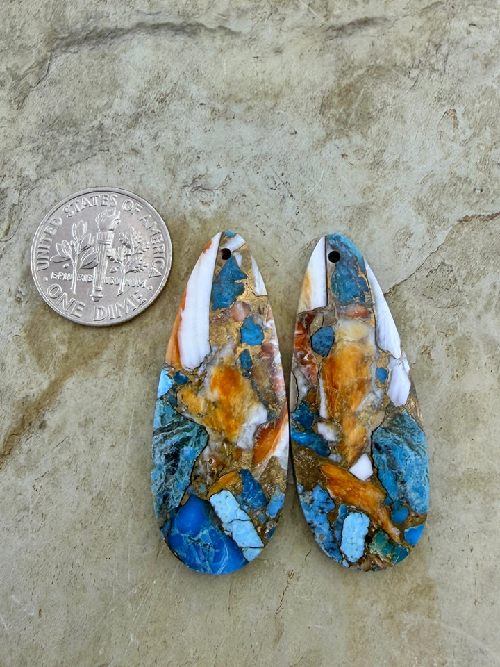 Kingman Turquoise and Orange Spiny Oyster with Bronze