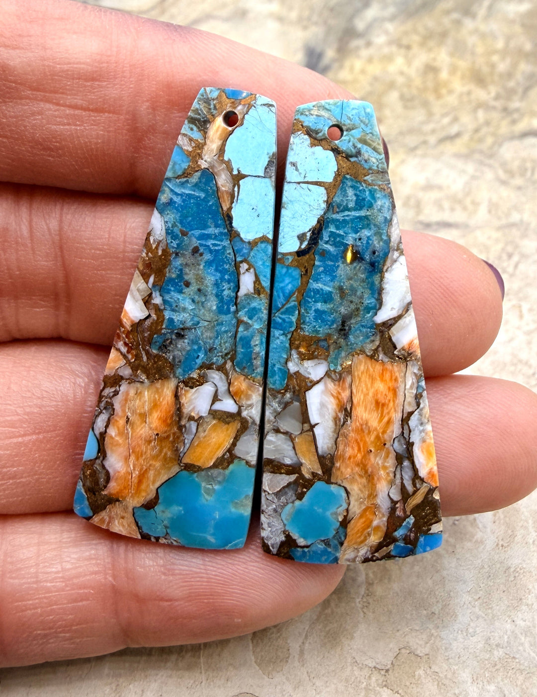 Kingman Turquoise and Orange Spiny Oyster with Bronze
