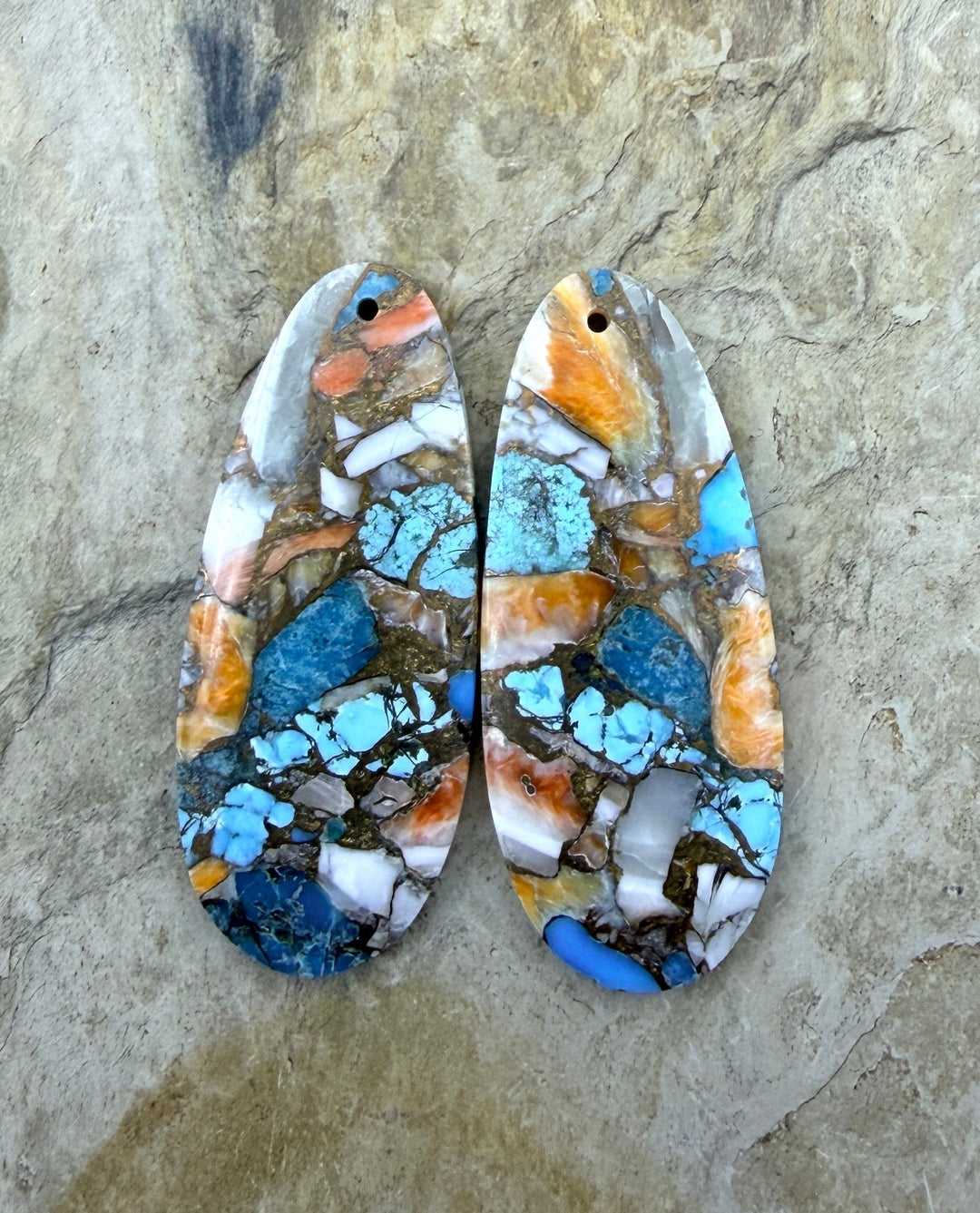 Kingman Turquoise and Orange Spiny Oyster with Bronze