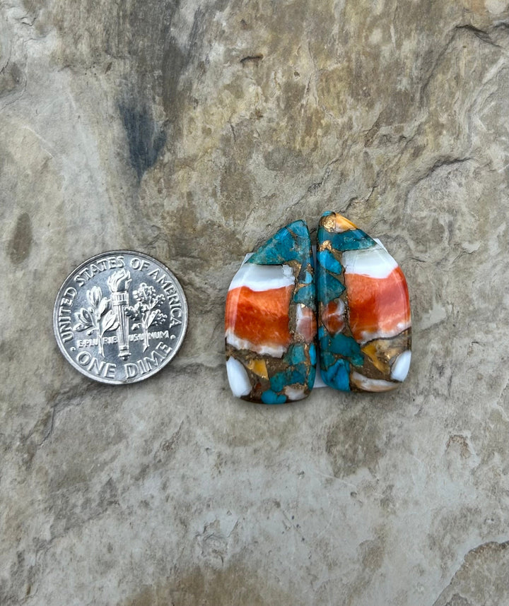 Kingman Turquoise and Orange Spiny Oyster with Bronze