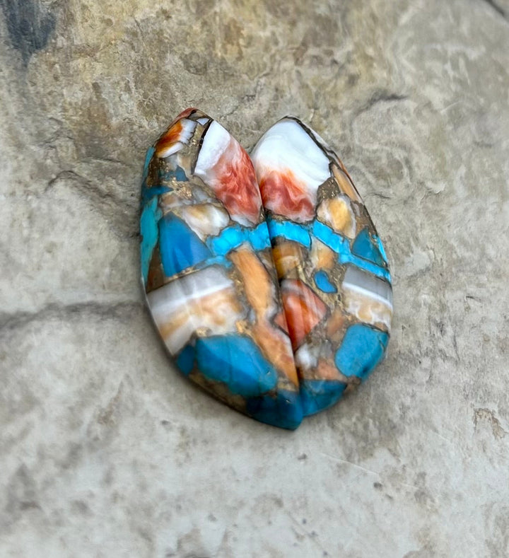 Kingman Turquoise and Orange Spiny Oyster with Bronze