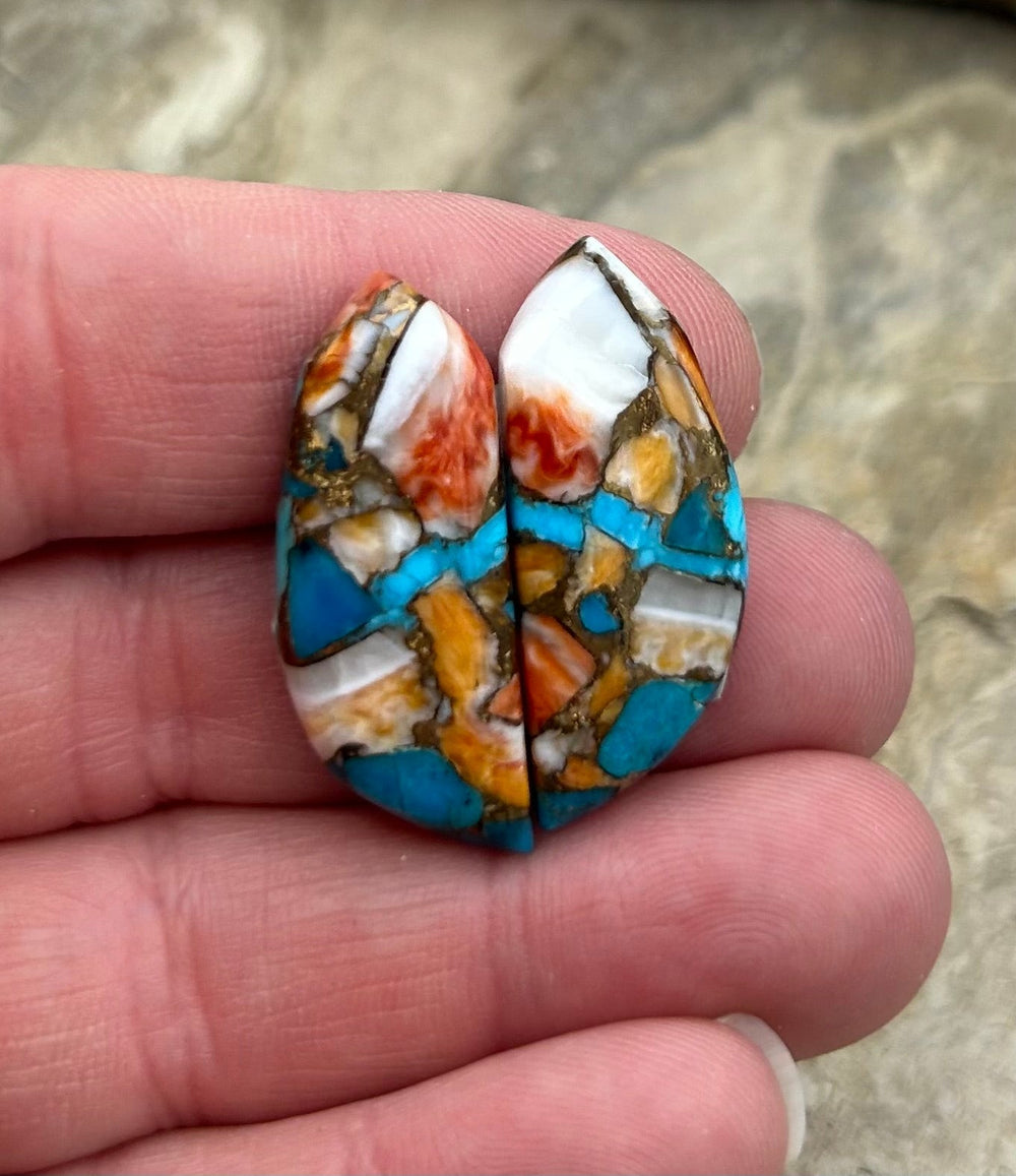 Kingman Turquoise and Orange Spiny Oyster with Bronze