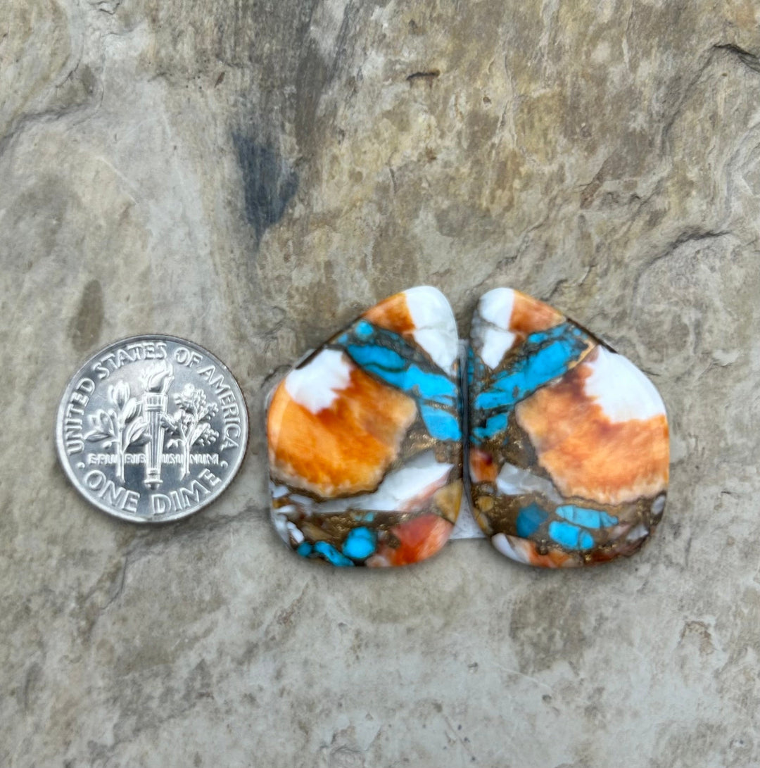 Kingman Turquoise and Orange Spiny Oyster with Bronze