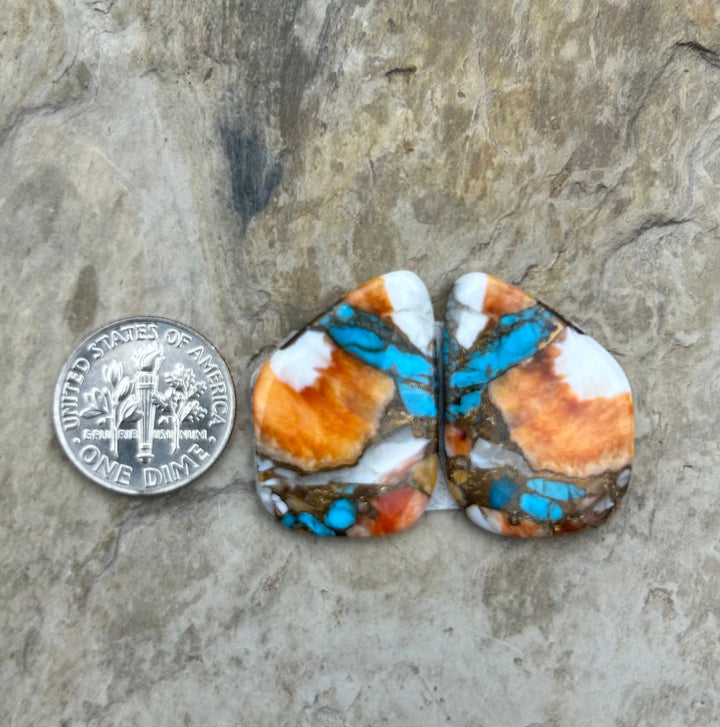Kingman Turquoise and Orange Spiny Oyster with Bronze
