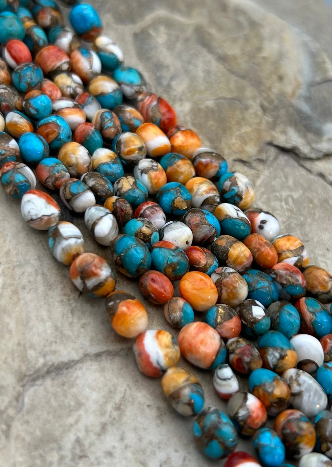 Kingman Turquoise and Orange Spiny Oyster with Bronze