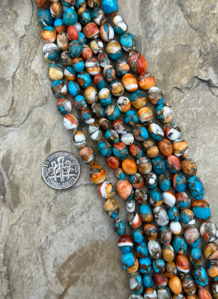 Kingman Turquoise and Orange Spiny Oyster with Bronze