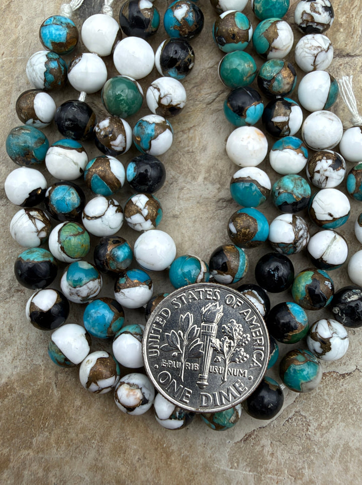 Kingman Turquoise and White Buffalo with Bronze Composite
