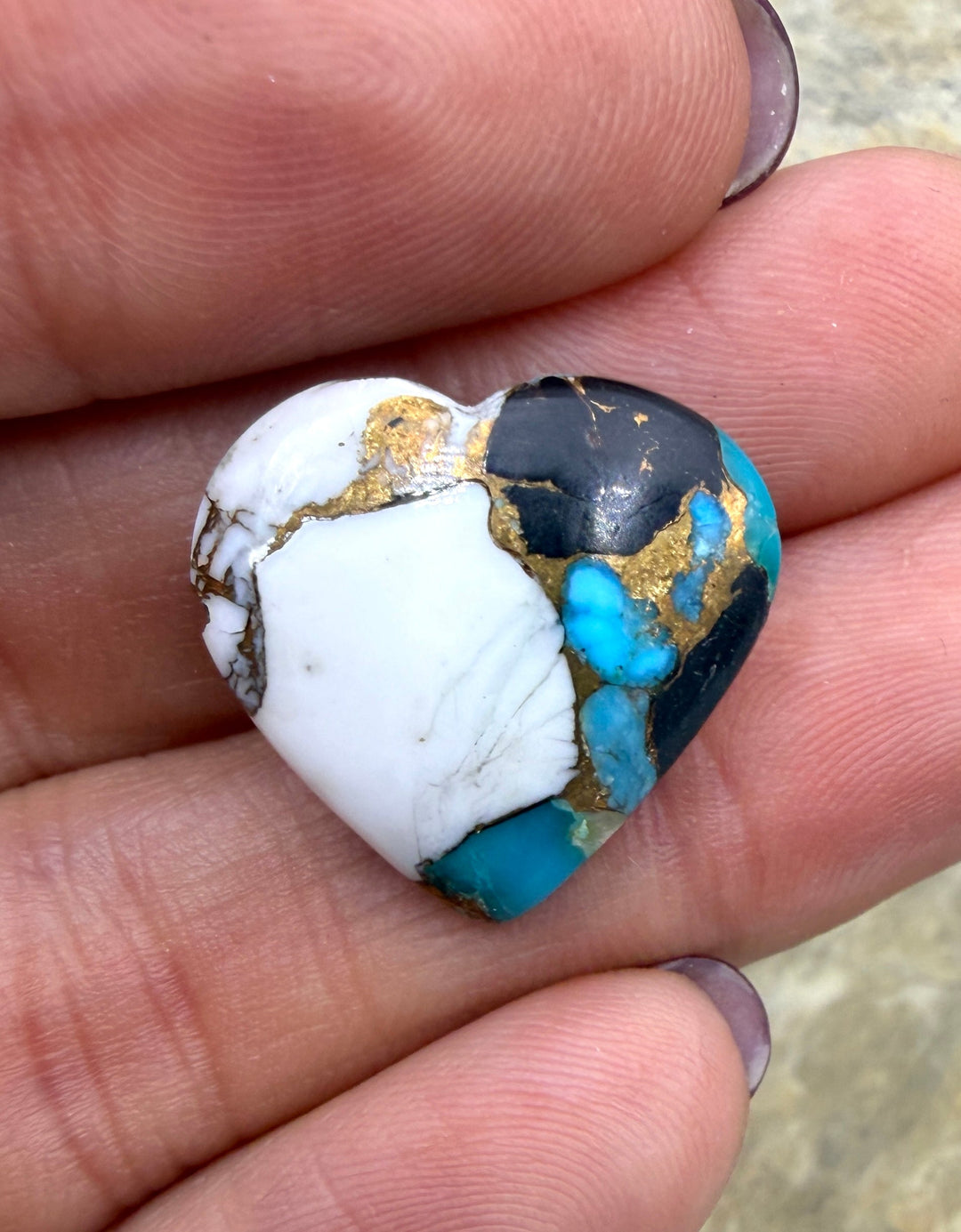 Kingman Turquoise and White Buffalo with Bronze Composite
