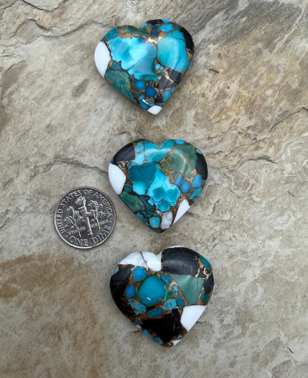 Kingman Turquoise and White Buffalo with Bronze Composite