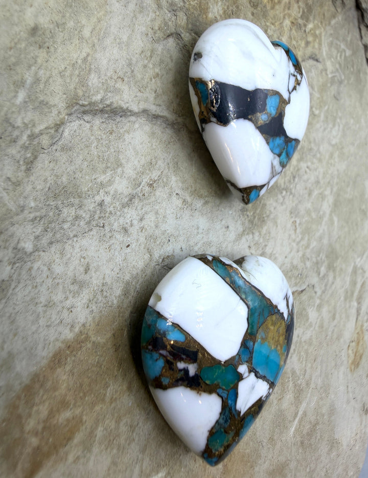 Kingman Turquoise and White Buffalo with Bronze Composite
