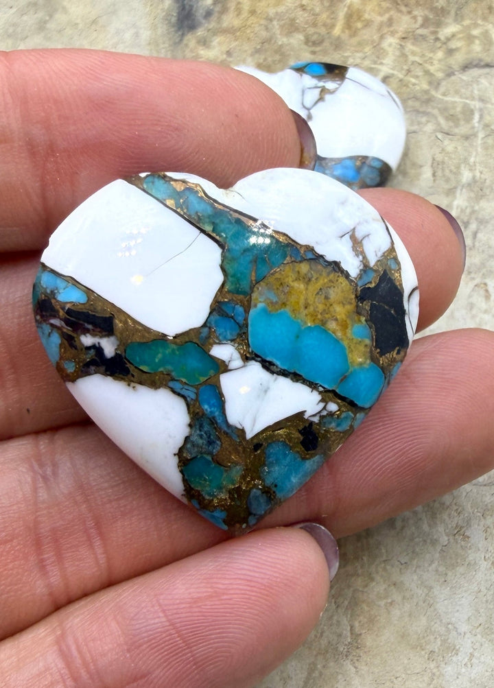 Kingman Turquoise and White Buffalo with Bronze Composite