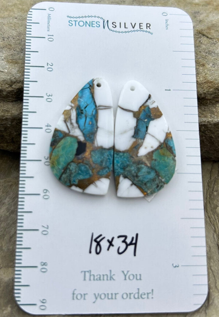 Kingman Turquoise and White Buffalo with Bronze Composite