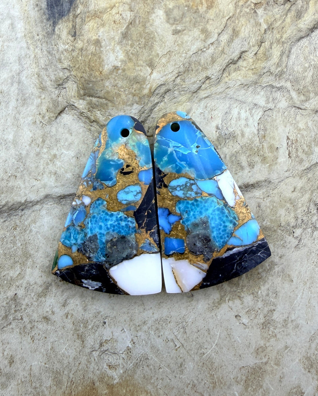 Kingman Turquoise and White Buffalo with Bronze Composite