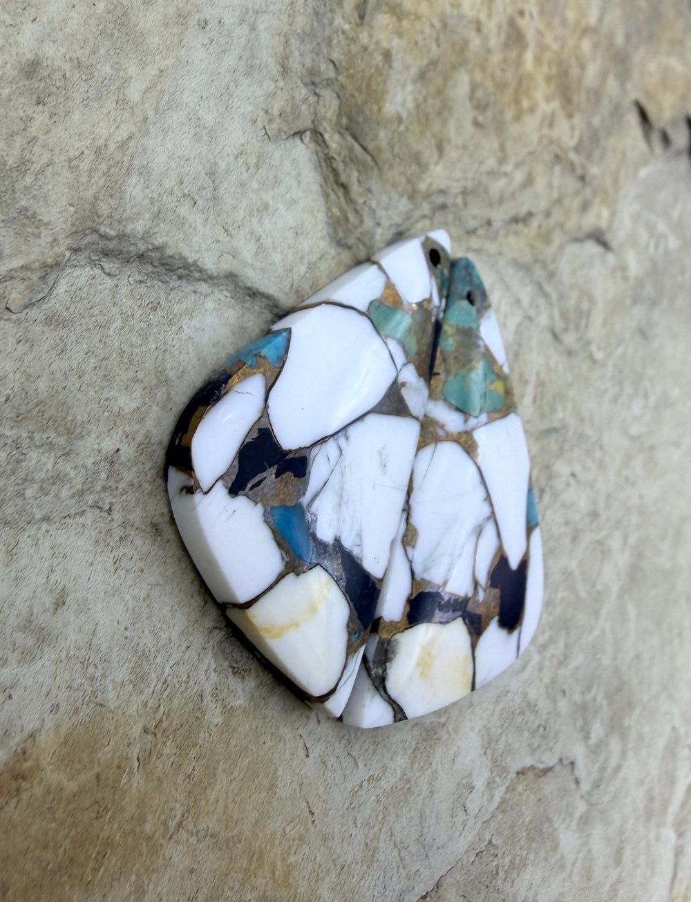 Kingman Turquoise and White Buffalo with Bronze Composite