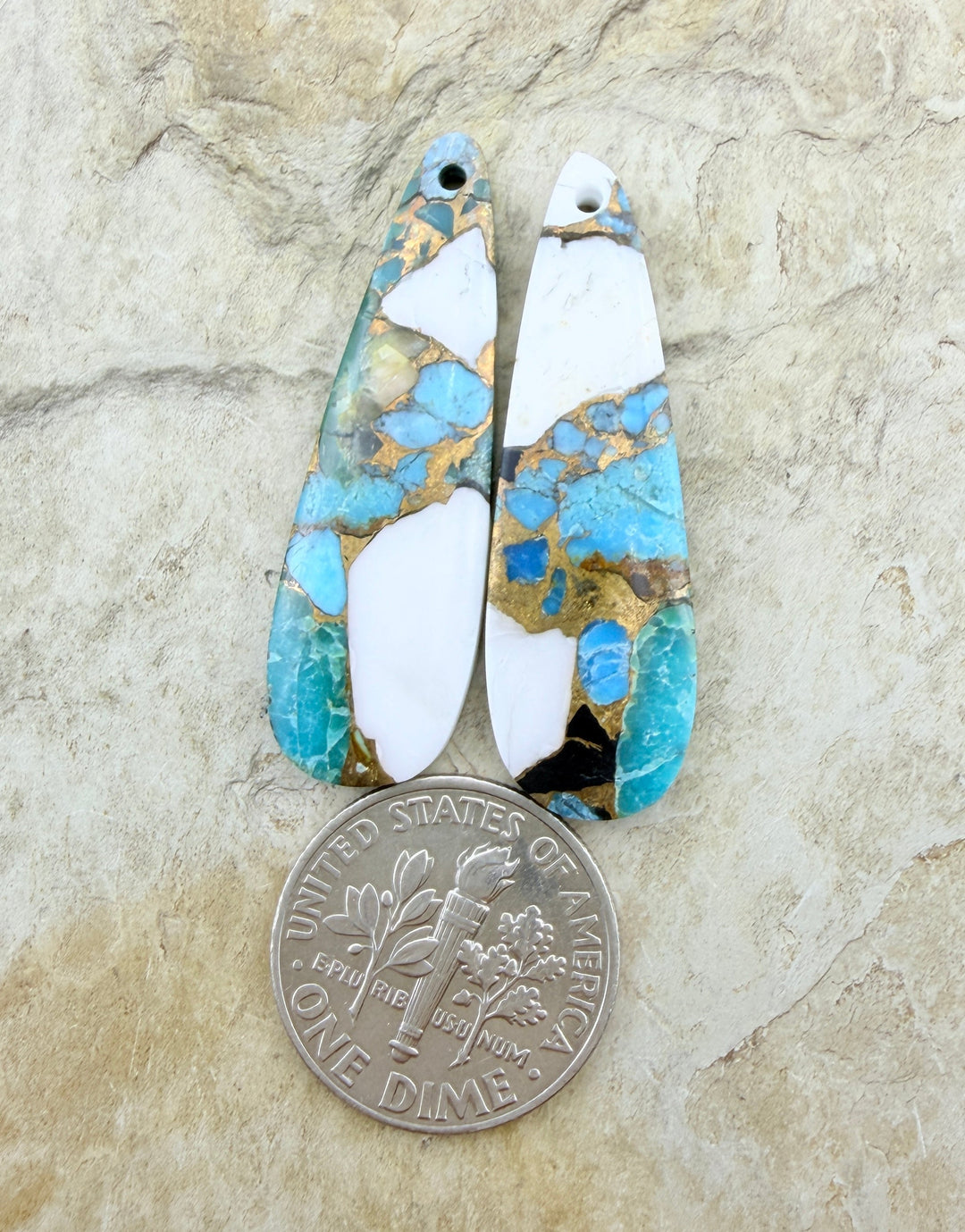 Kingman Turquoise and White Buffalo with Bronze Composite