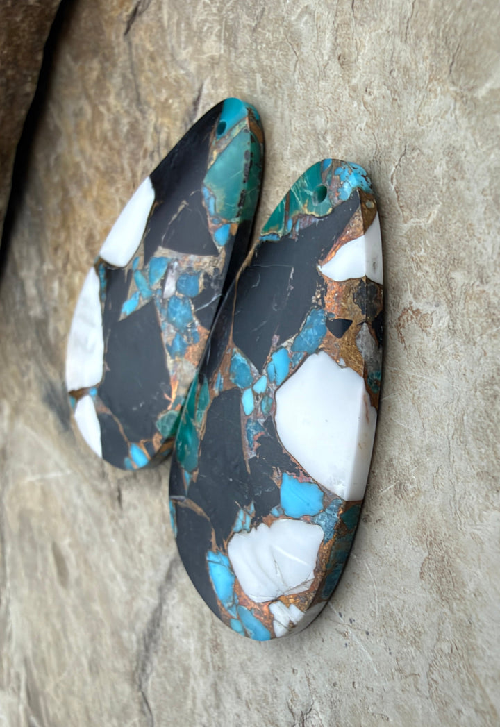 Kingman Turquoise and White Buffalo with Bronze Composite