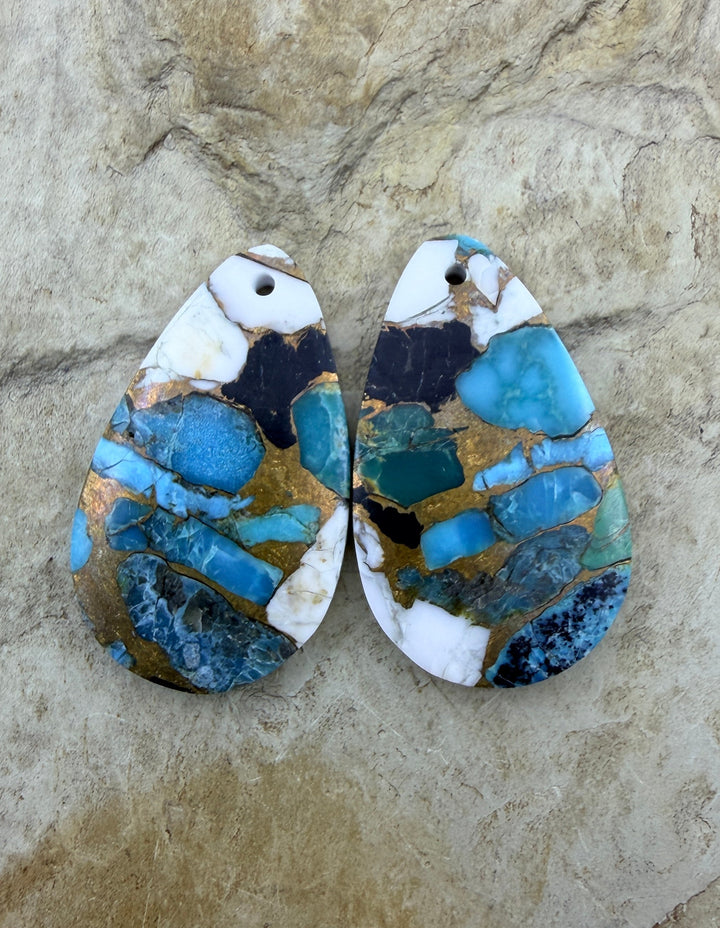Kingman Turquoise and White Buffalo with Bronze Composite
