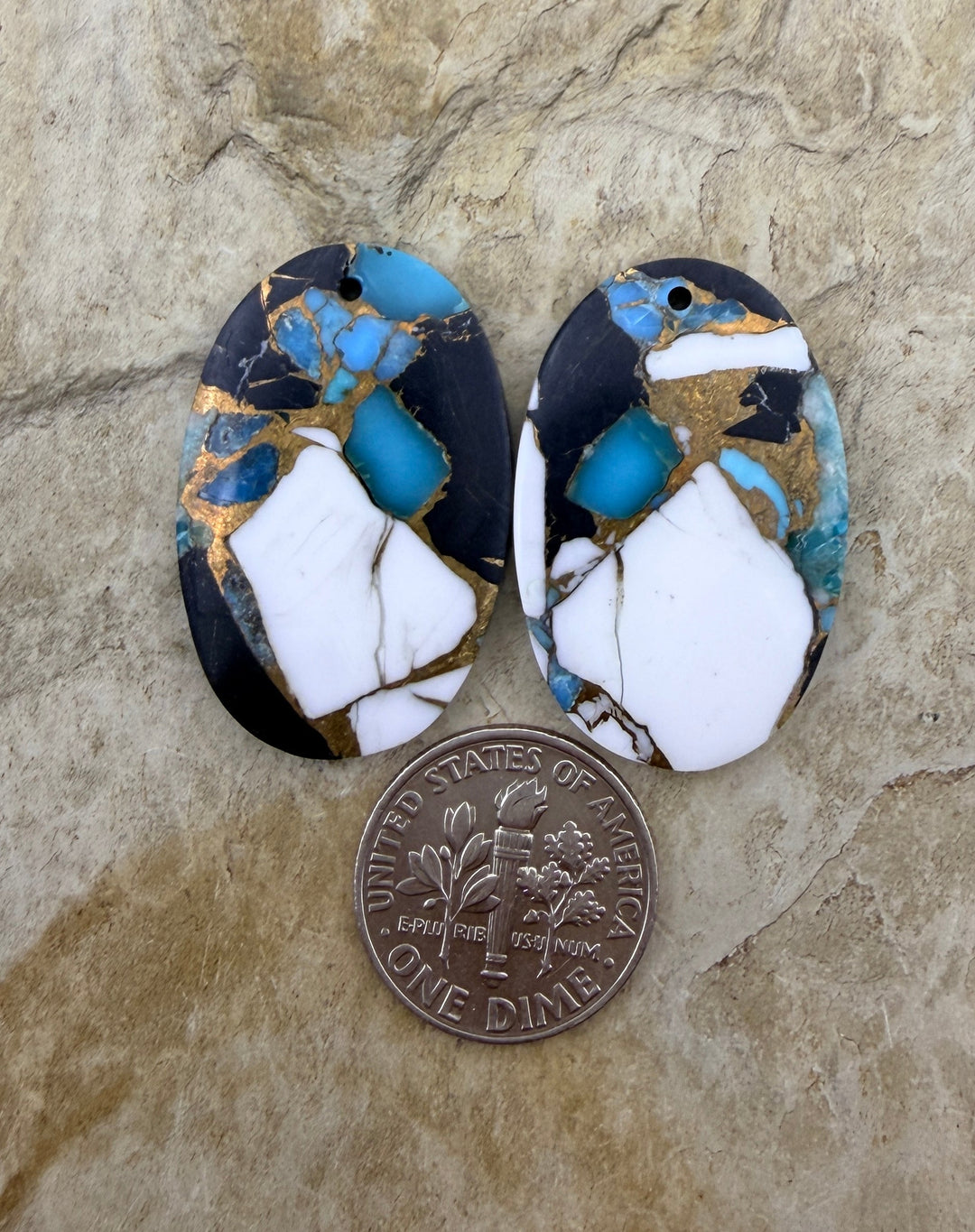 Kingman Turquoise and White Buffalo with Bronze Composite