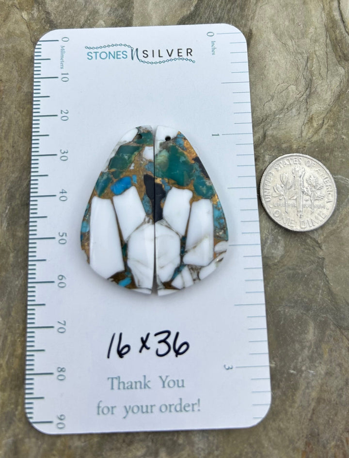Kingman Turquoise and White Buffalo with Bronze Composite