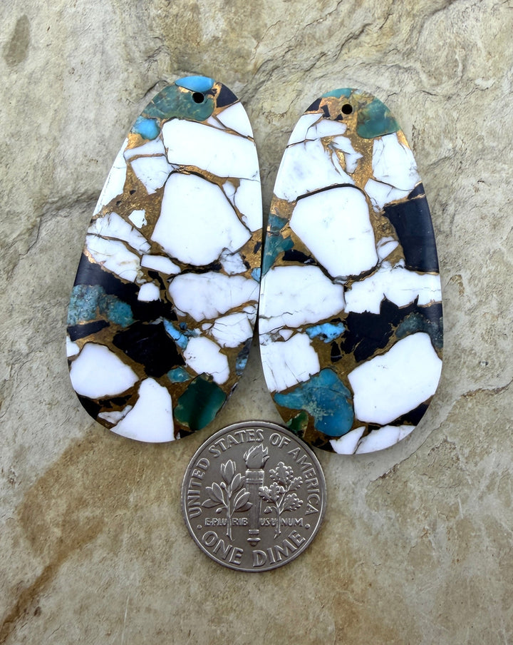 Kingman Turquoise and White Buffalo with Bronze Composite