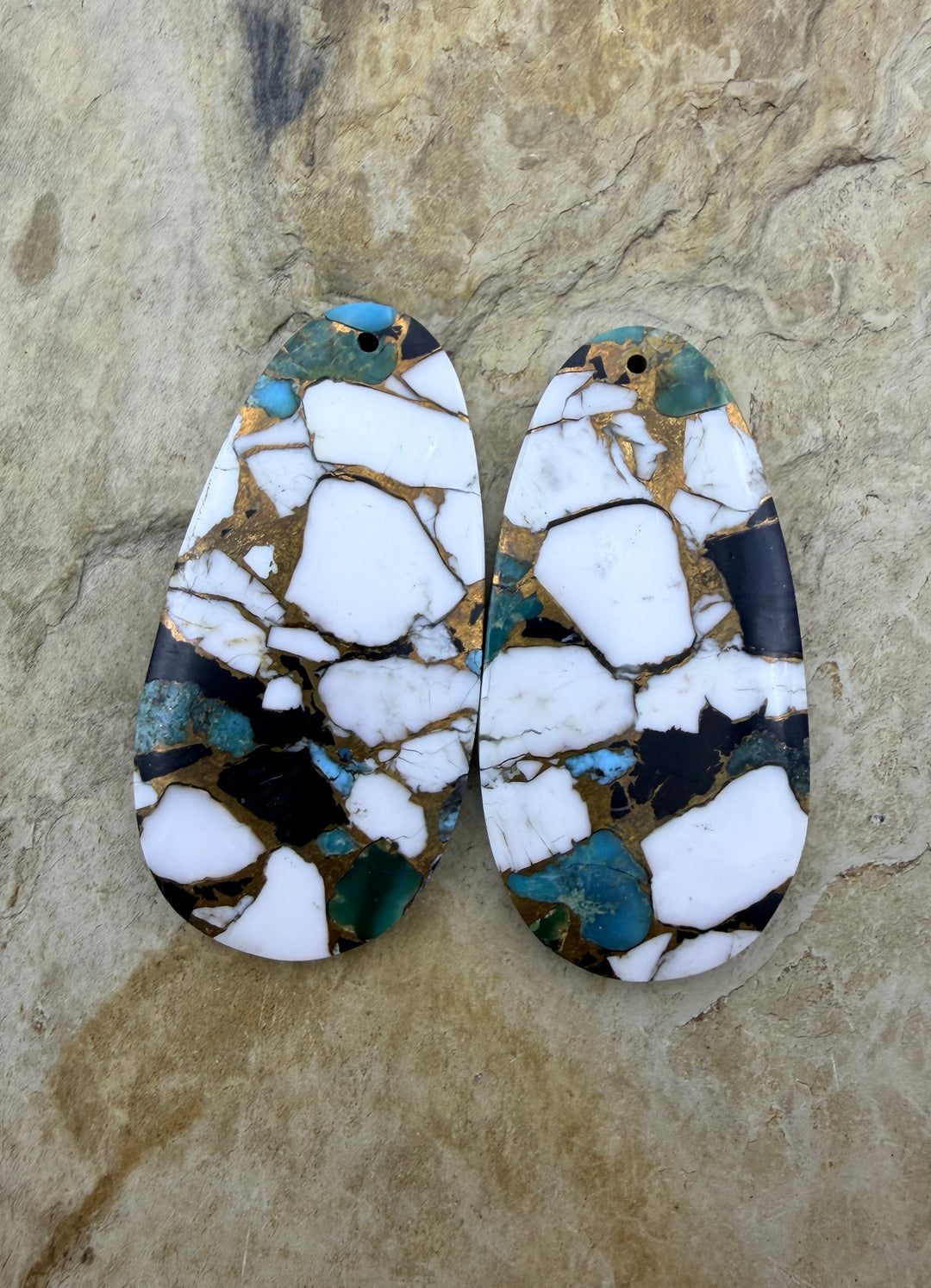 Kingman Turquoise and White Buffalo with Bronze Composite