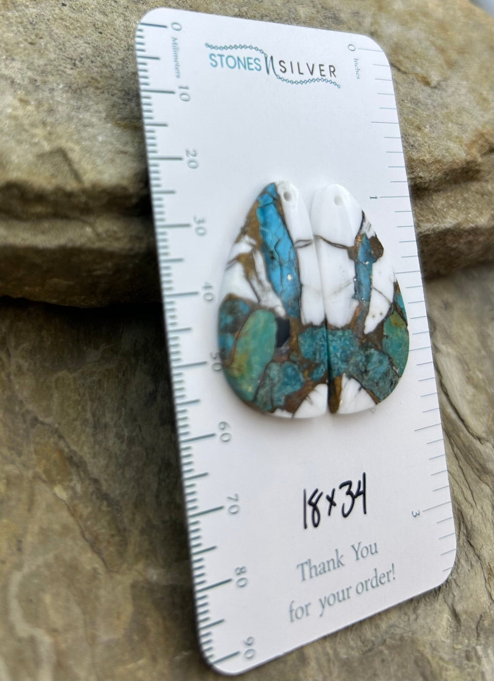 Kingman Turquoise and White Buffalo with Bronze Composite