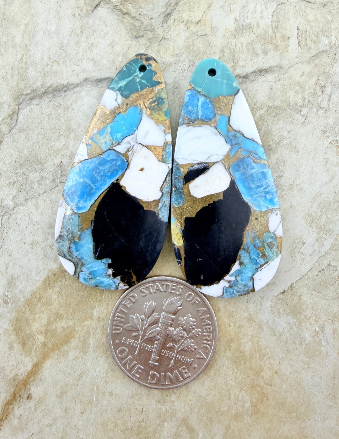 Kingman Turquoise and White Buffalo with Bronze Composite
