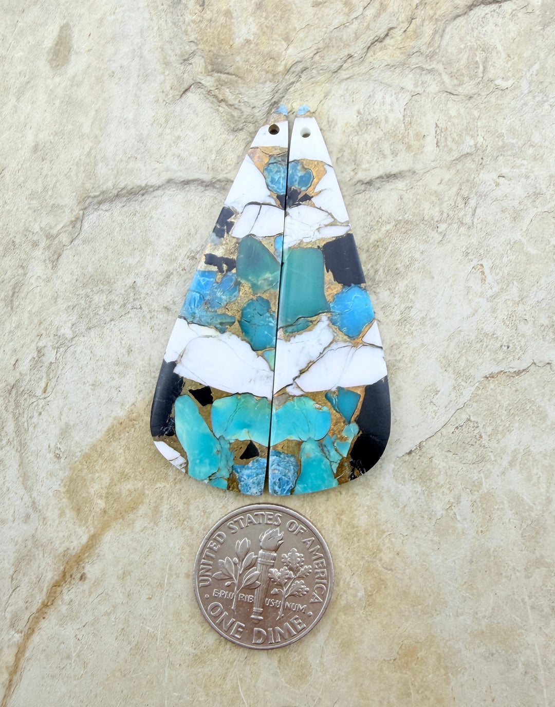 Kingman Turquoise and White Buffalo with Bronze Composite