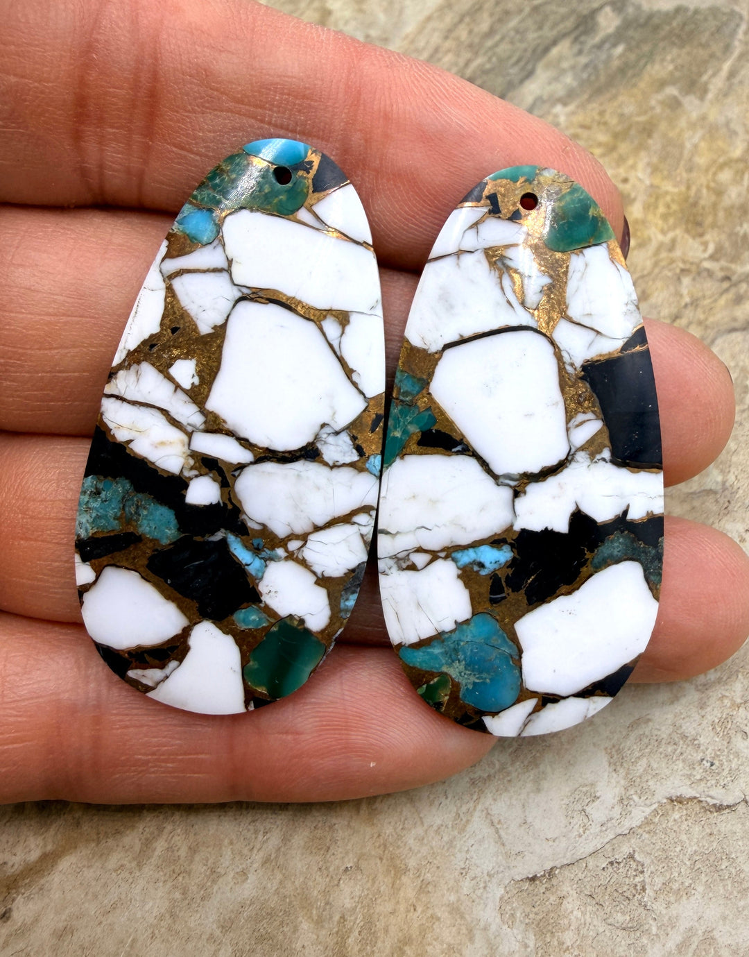 Kingman Turquoise and White Buffalo with Bronze Composite
