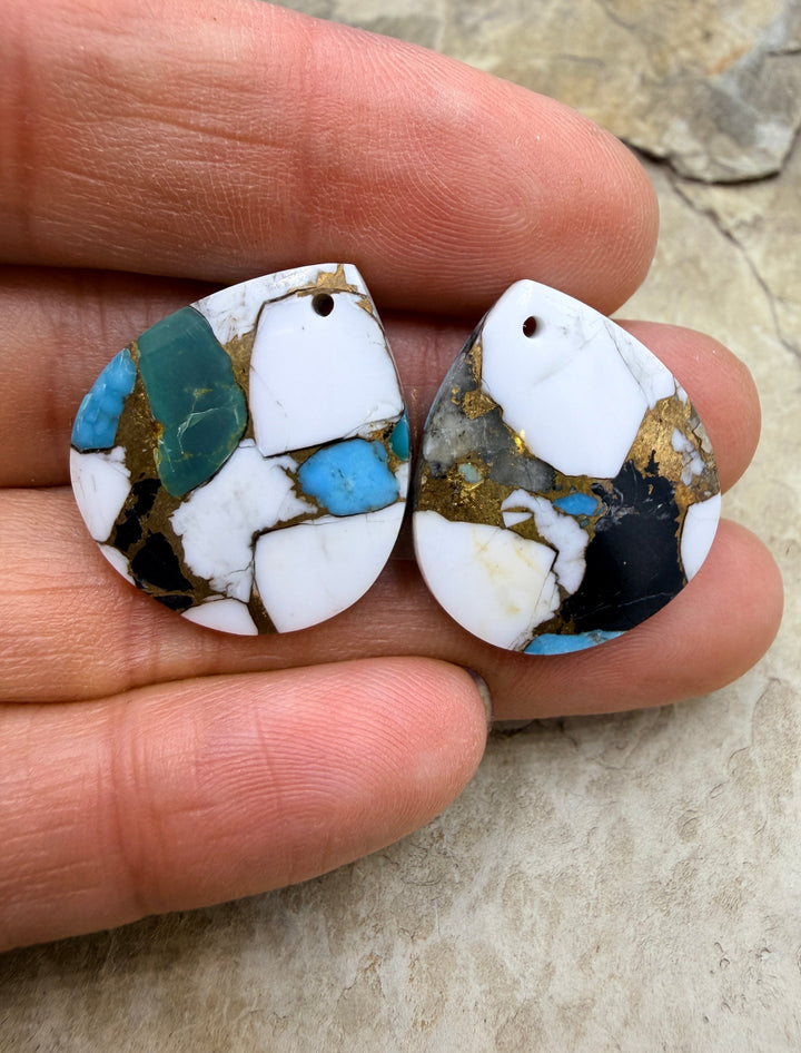 Kingman Turquoise and White Buffalo with Bronze Composite