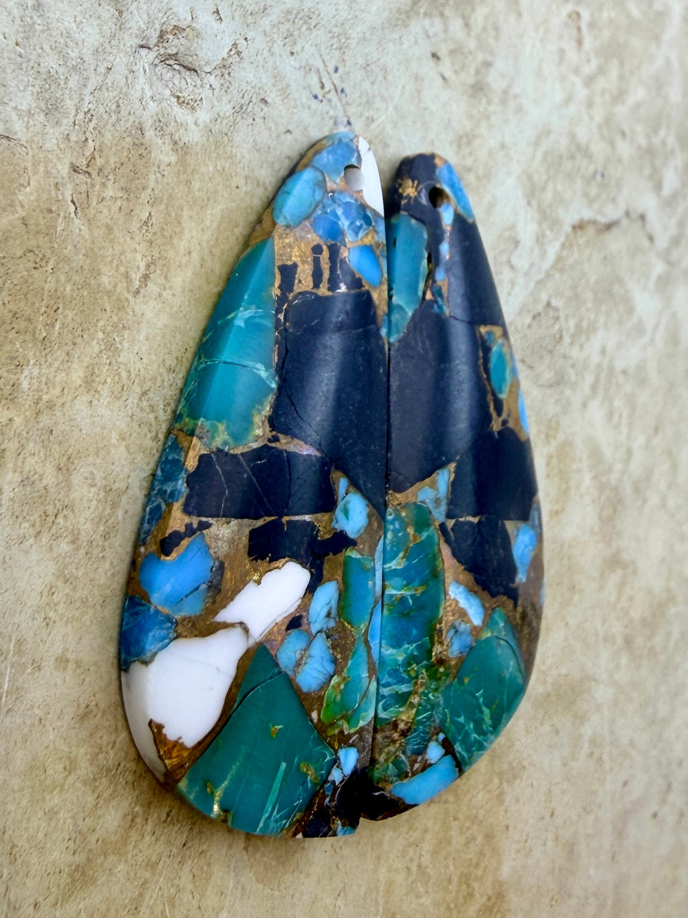 Kingman Turquoise and White Buffalo with Bronze Composite
