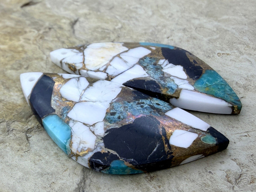 Kingman Turquoise and White Buffalo with Bronze Composite