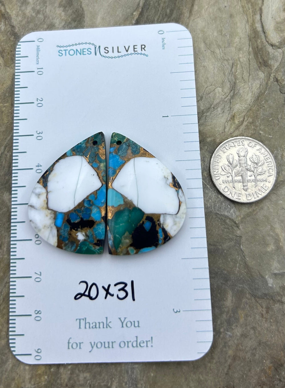 Kingman Turquoise and White Buffalo with Bronze Composite