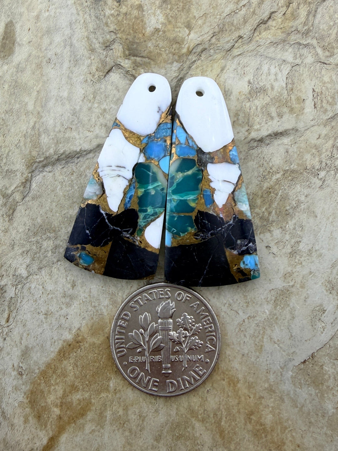 Kingman Turquoise and White Buffalo with Bronze Composite