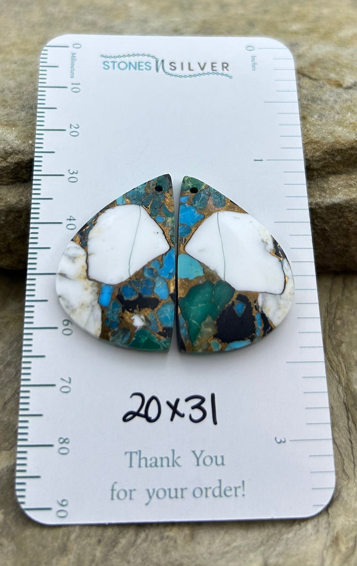 Kingman Turquoise and White Buffalo with Bronze Composite