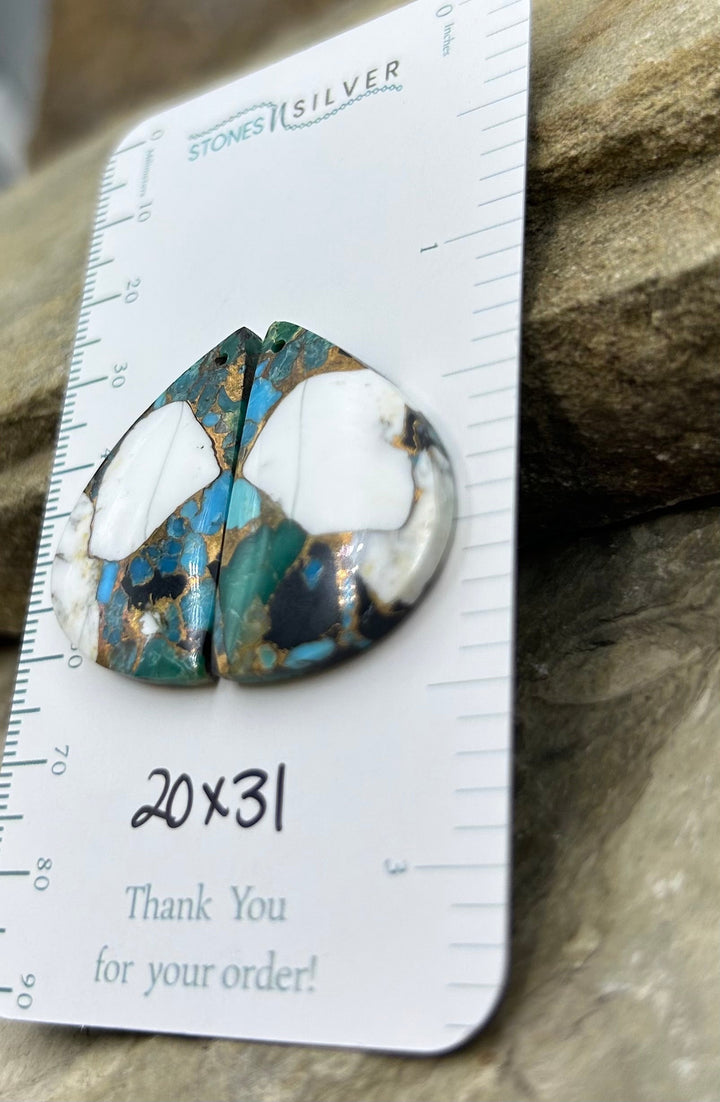 Kingman Turquoise and White Buffalo with Bronze Composite