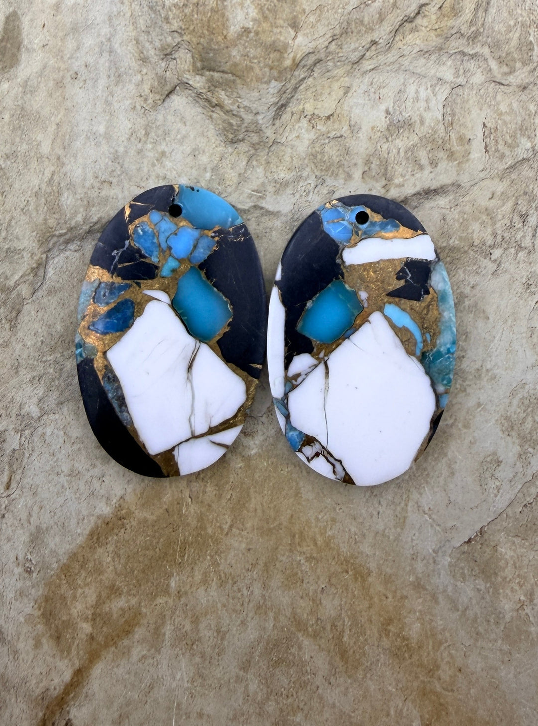 Kingman Turquoise and White Buffalo with Bronze Composite