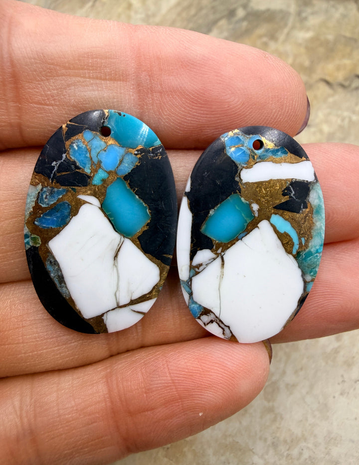 Kingman Turquoise and White Buffalo with Bronze Composite