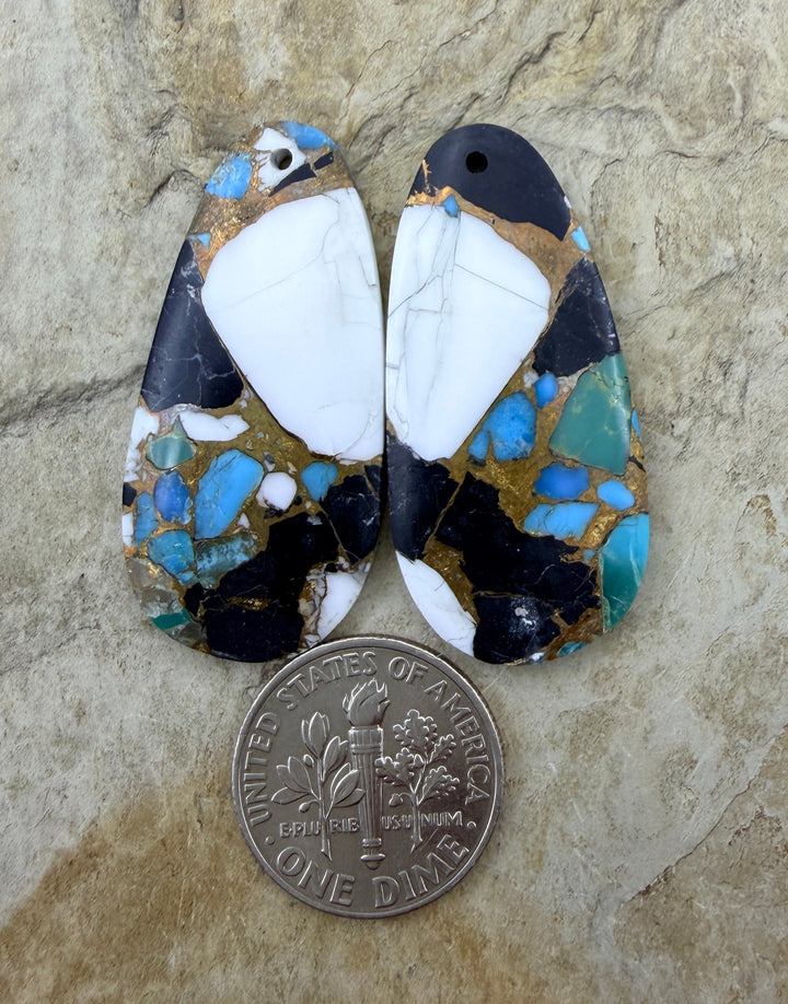 Kingman Turquoise and White Buffalo with Bronze Composite