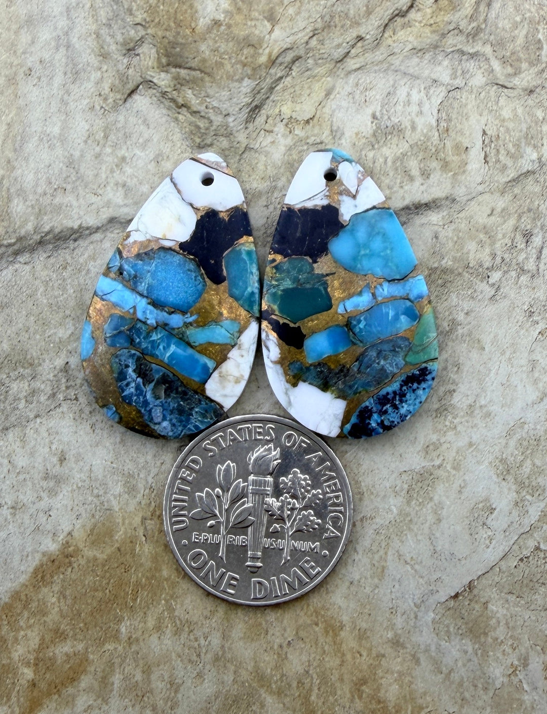 Kingman Turquoise and White Buffalo with Bronze Composite