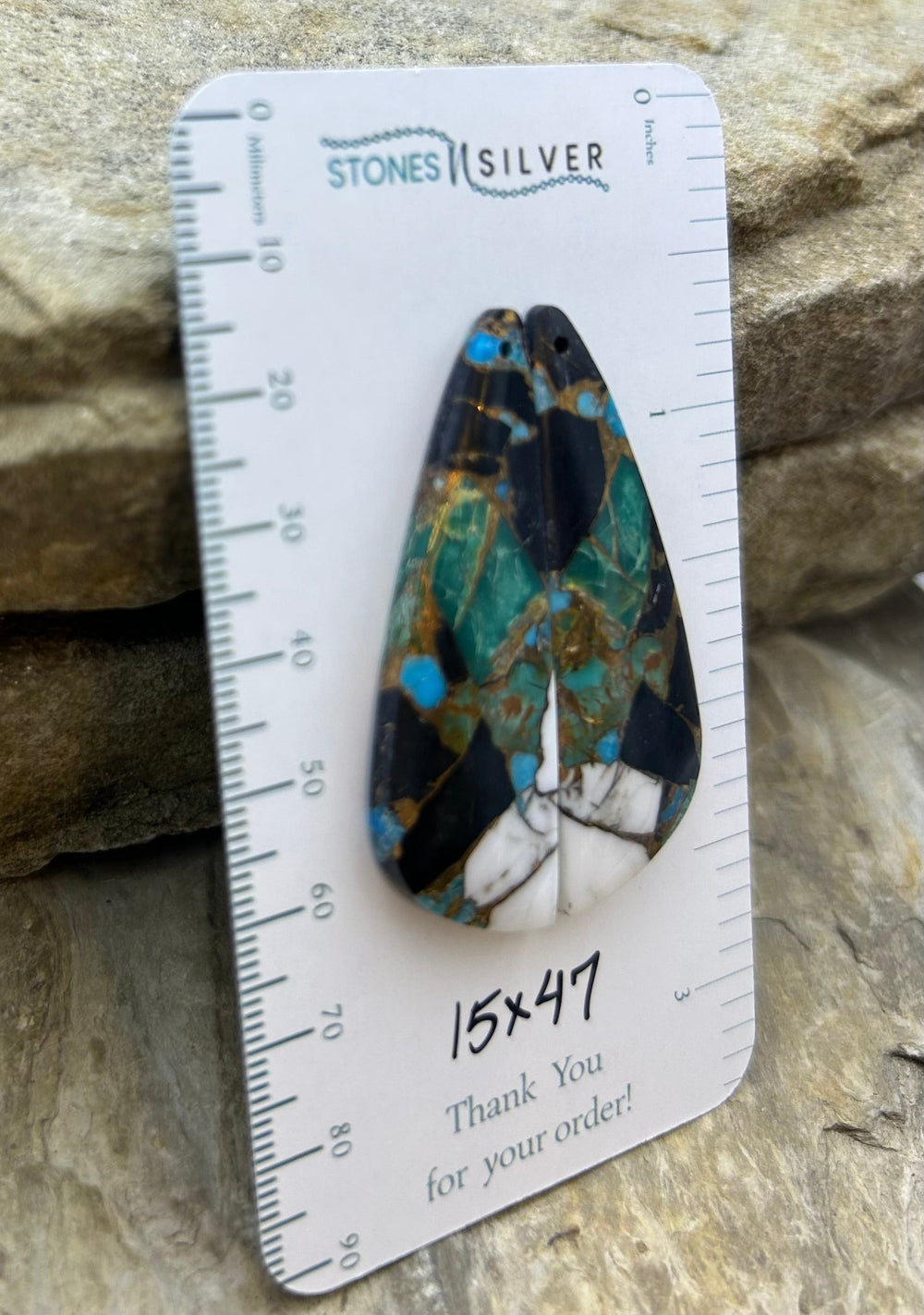 Kingman Turquoise and White Buffalo with Bronze Composite