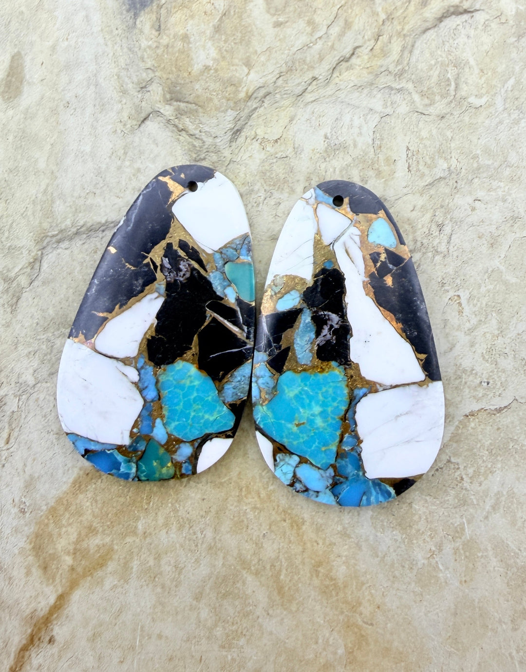 Kingman Turquoise and White Buffalo with Bronze Composite