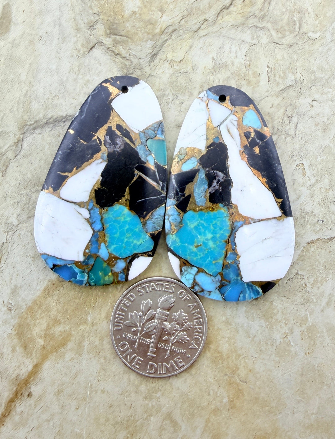 Kingman Turquoise and White Buffalo with Bronze Composite