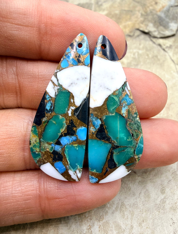 Kingman Turquoise and White Buffalo with Bronze Composite