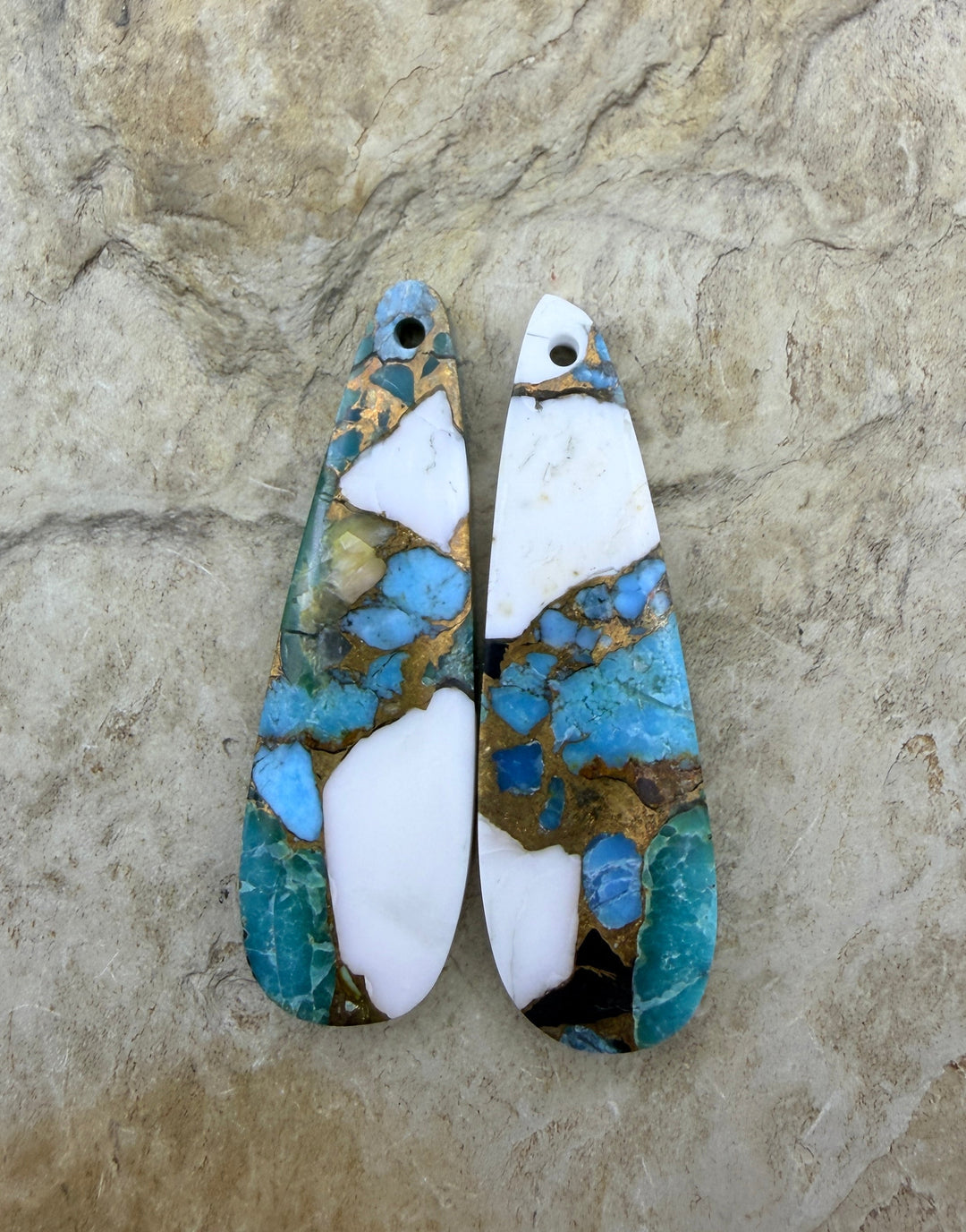 Kingman Turquoise and White Buffalo with Bronze Composite