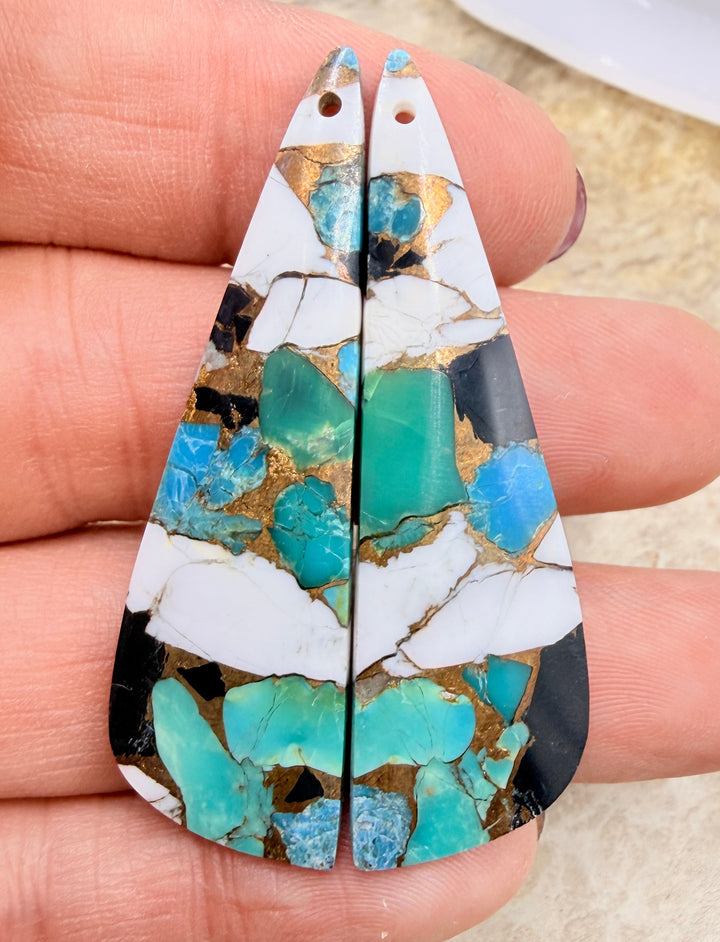 Kingman Turquoise and White Buffalo with Bronze Composite